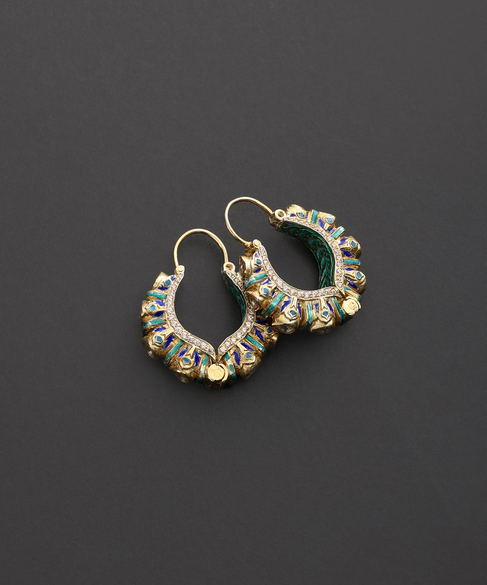 Neelrekha_Blue_&_Green_Meenakari_Hoop_Earrings_WeaverStory_03