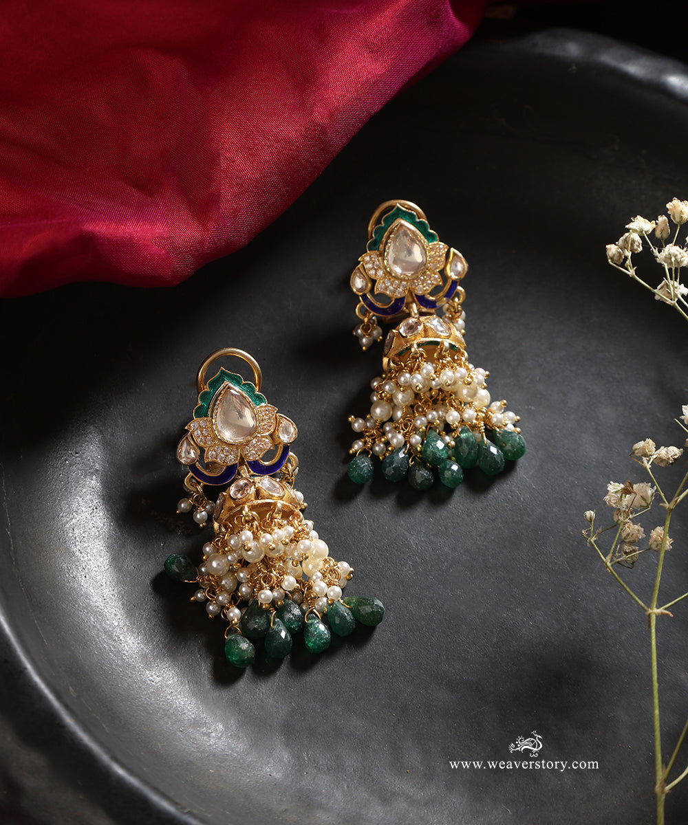 Zahra_Handcrafted_Silver_Earrings_With_Meenakari_Jadau_Work_WeaverStory_01