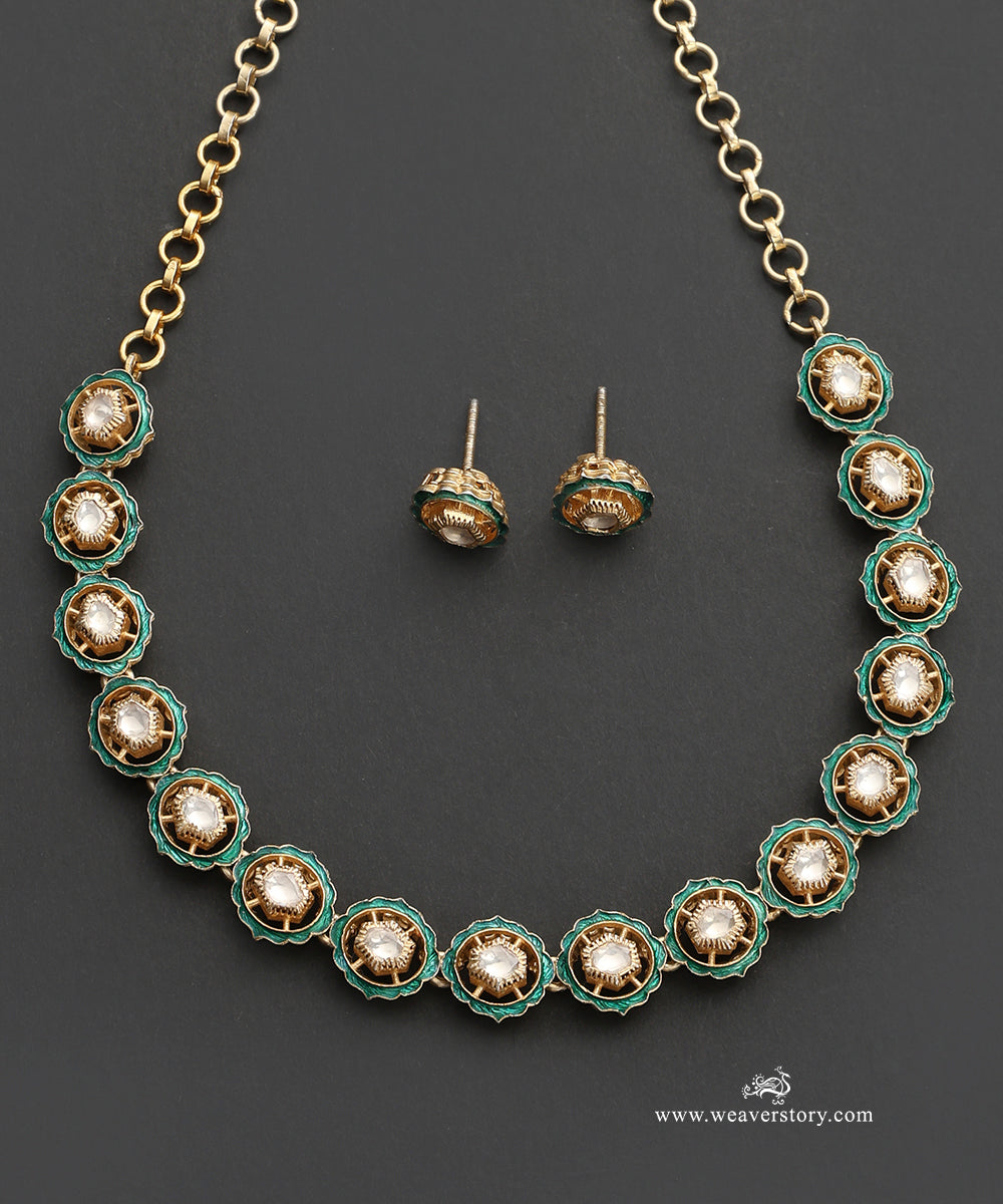Anhita_Handcrafted_Silver_Choker_Set_With_Meenakari_Jadau_Work_WeaverStory_04