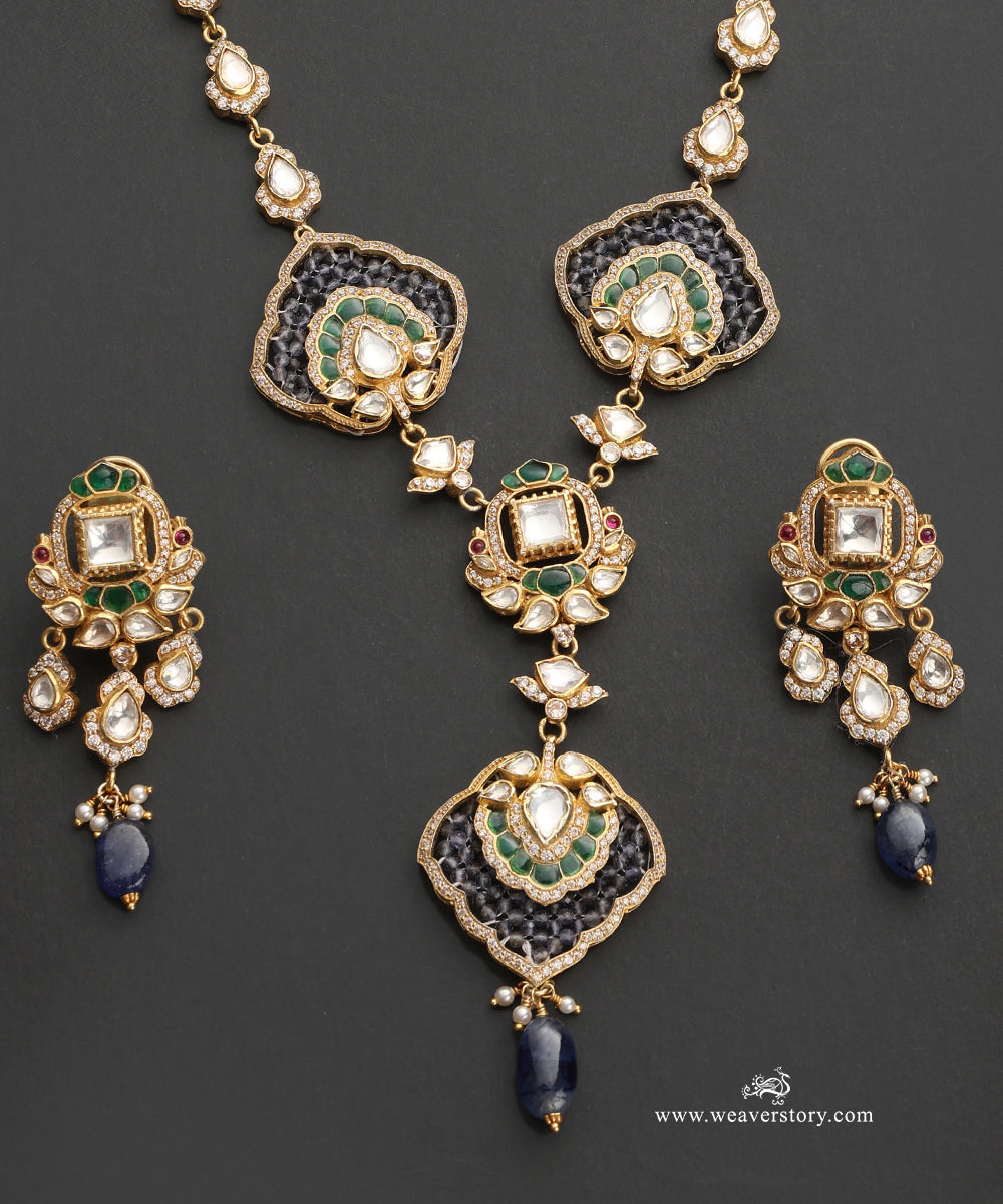 Kiara_Handcrafted_Silver_Necklace_Set_With_Meenakari_Jadau_Work_WeaverStory_04