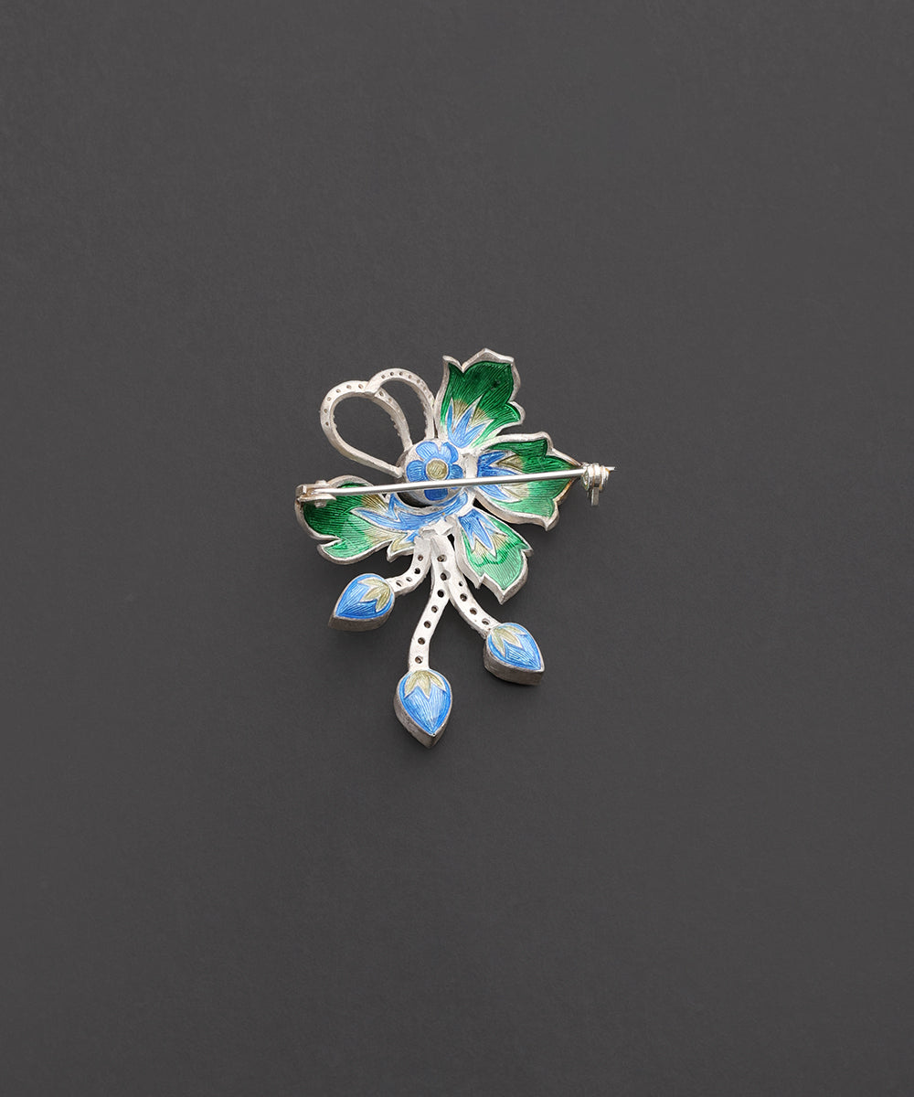 Sunehri_Bel_Gold_Plated_Pure_Silver_Floral_Brooch_WeaverStory_03
