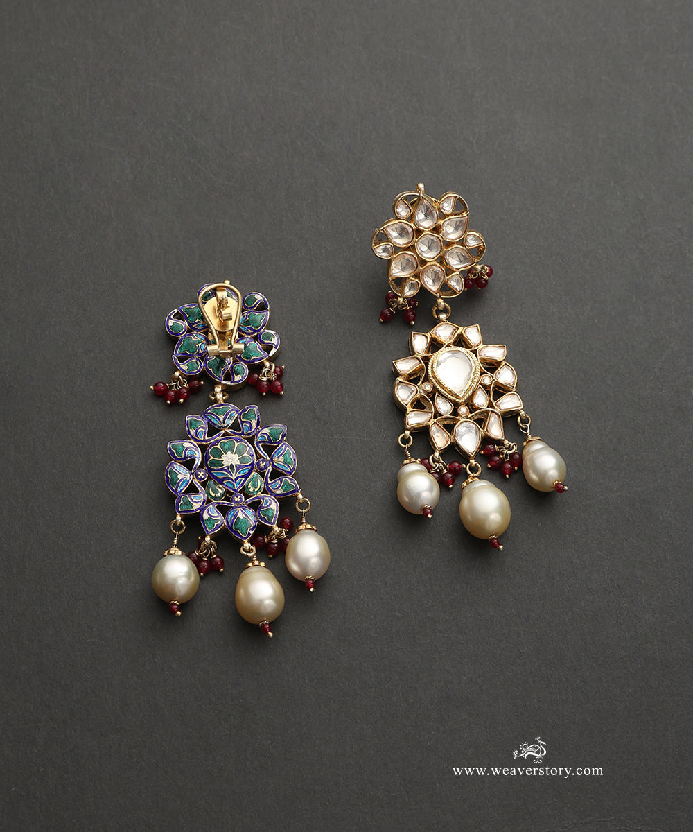 Shayna_Handcrafted_Silver_Earrings_With_Meenakari_Jadau_Work_WeaverStory_03