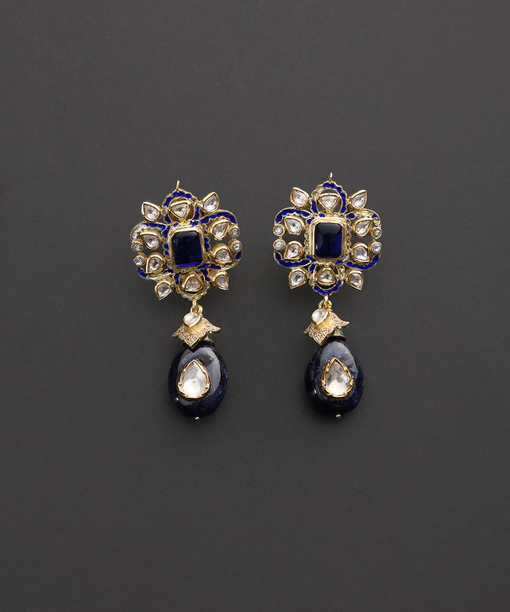 Neelprabha_Royal_Blue_Meenakari_Kundan_Drop_Earrings_WeaverStory_03