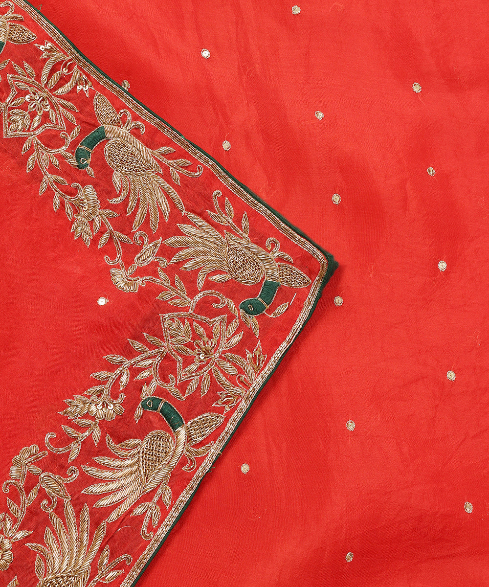Red_Handloom_Pure_Organza_Dupatta_With_Hand_Embroidered_Zardozi_Border_WeaverStory_04