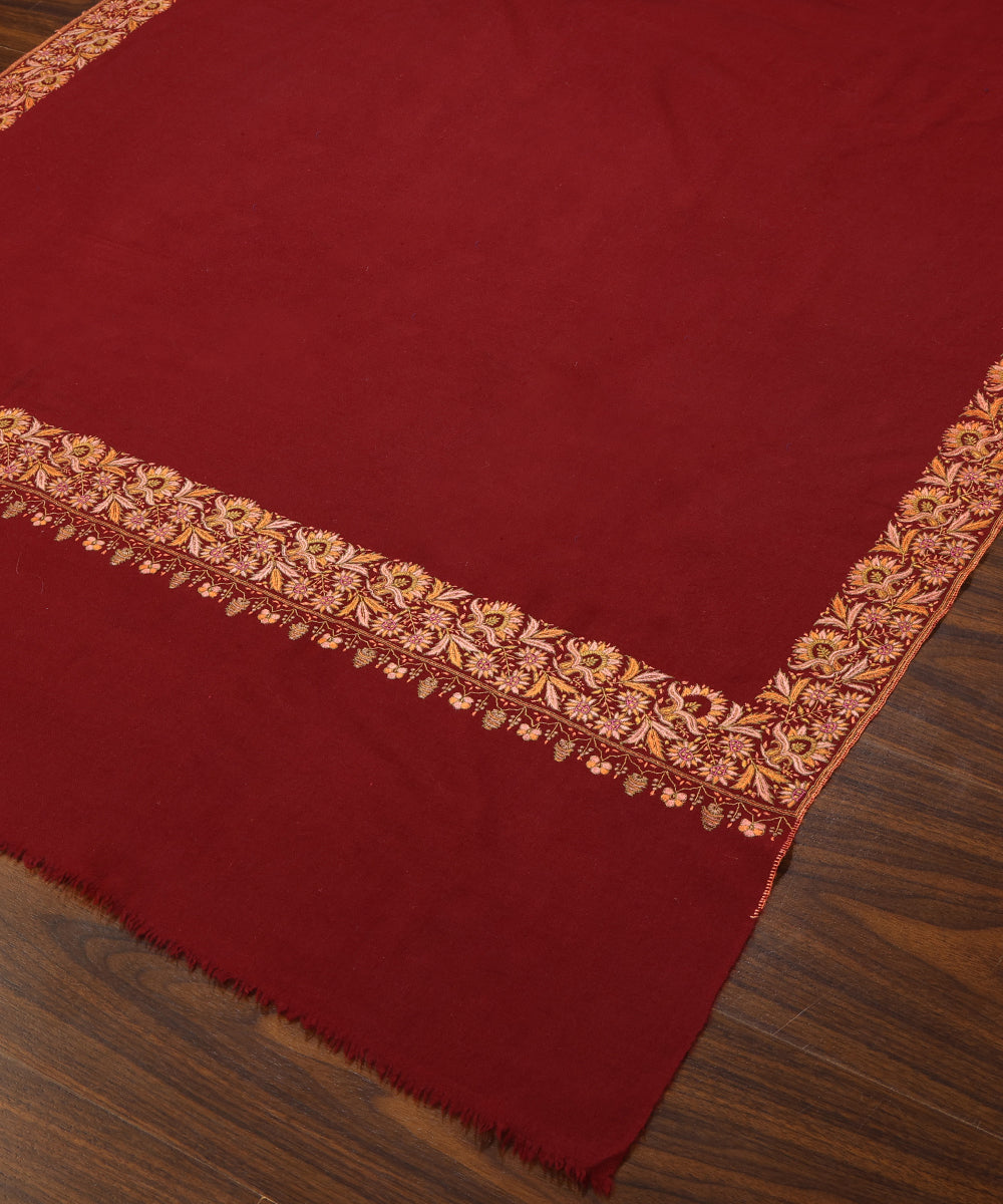 Maroon_Handwoven_Pure_Pashmina_Shawl_With_Resham_Sozni_Kari_Border_And_Palla_WeaverStory_03