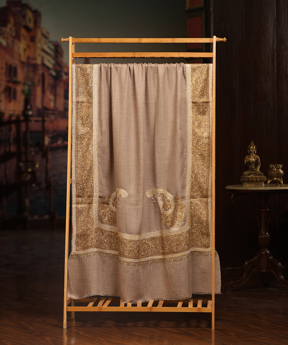 Natural_Toosh_Color_Handwoven_Pure_Pashmina_Shawl_Resham_Sozni_Kari_Border_And_Palla_With_Tilla_Highlights_WeaverStory_01