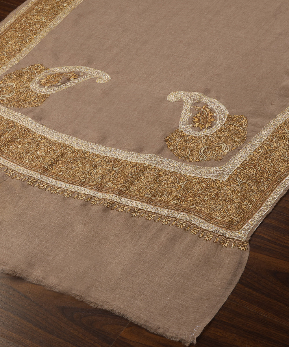 Natural_Toosh_Color_Handwoven_Pure_Pashmina_Shawl_Resham_Sozni_Kari_Border_And_Palla_With_Tilla_Highlights_WeaverStory_03