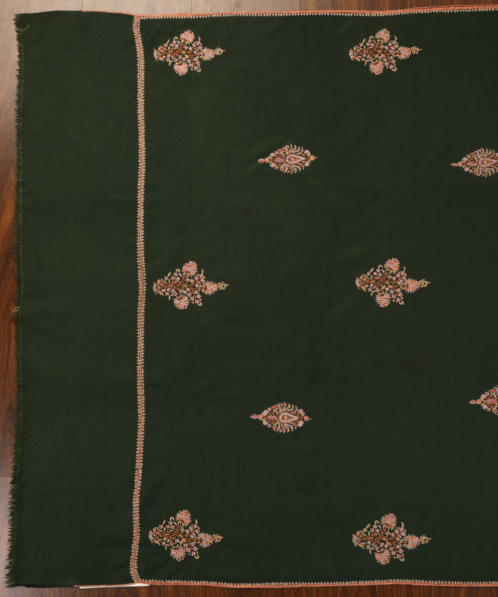 Bottle_Green_Handwoven_Pure_Pashmina_Shawl_With_Resham_Sozni_Kari_Border_And_Boota_WeaverStory_02