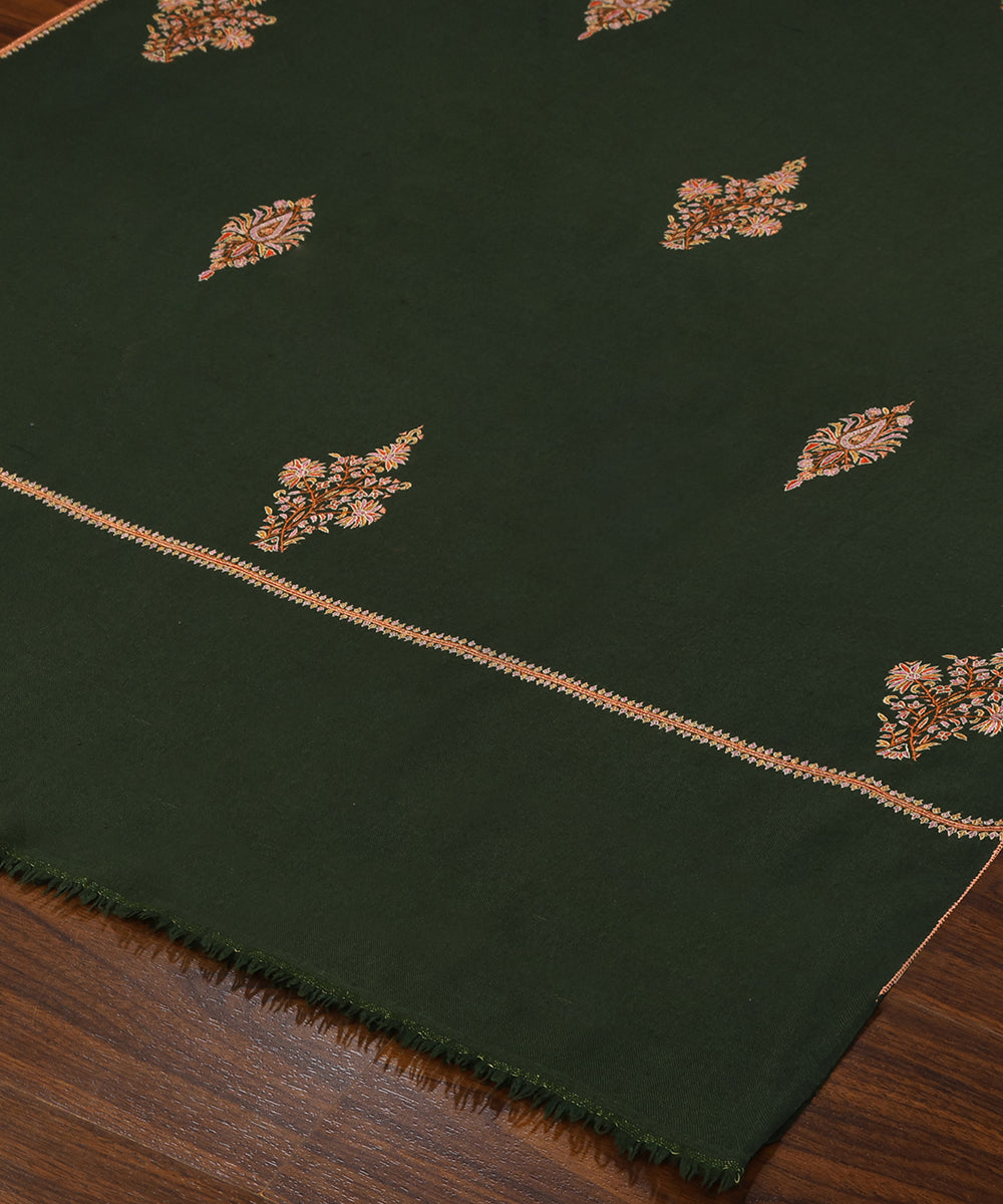 Bottle_Green_Handwoven_Pure_Pashmina_Shawl_With_Resham_Sozni_Kari_Border_And_Boota_WeaverStory_03