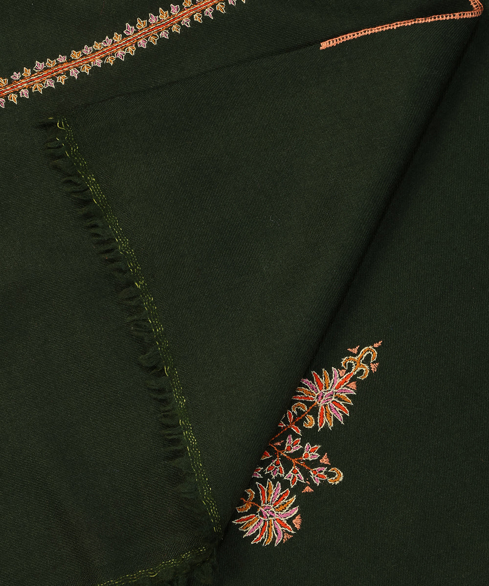 Bottle_Green_Handwoven_Pure_Pashmina_Shawl_With_Resham_Sozni_Kari_Border_And_Boota_WeaverStory_04