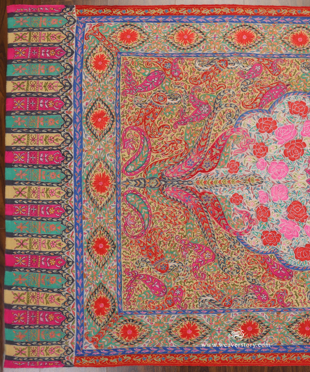 White_And_Blue_Handwoven_Kalamkari_Pure_Pashmina_Shawl_With_Soznikari_WeaverStory_02