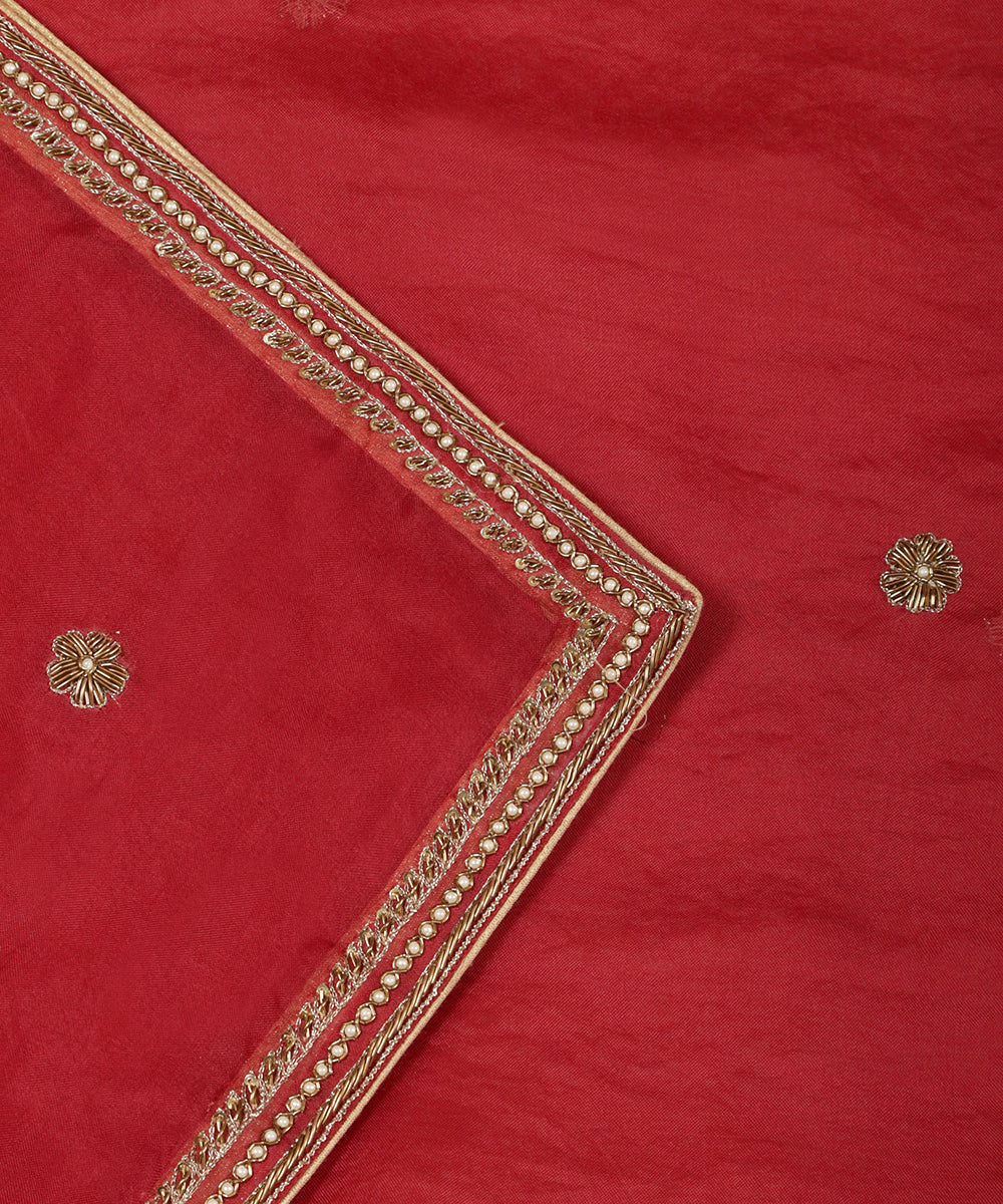 Blush_Red_Handloom_Organza_Dupatta_With_Zardozi_Embroidery_WeaverStory_04