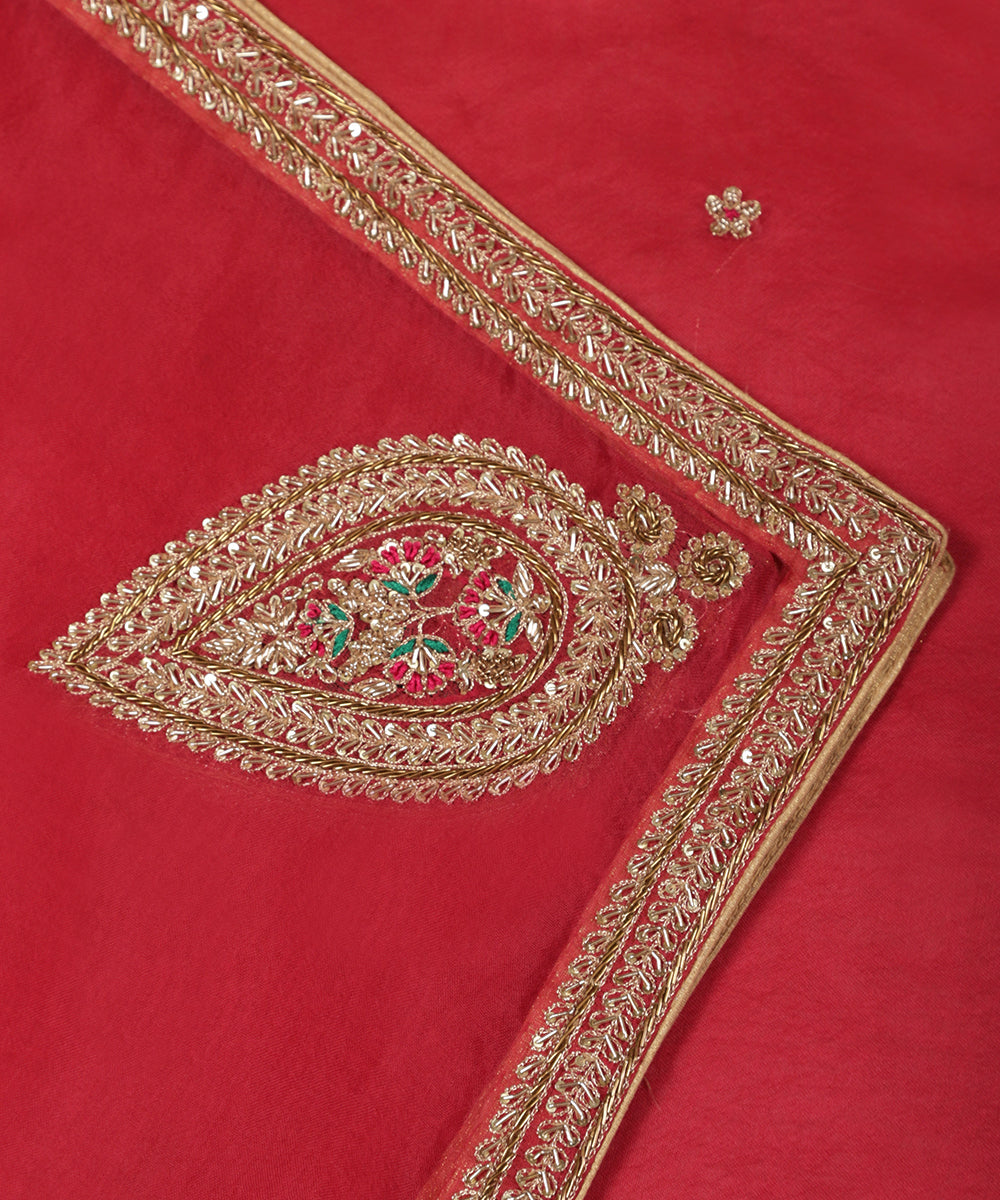 Bright_Red_Handloom_Zardozi_Embroidered_Pure_Organza_Dupatta_WeaverStory_04