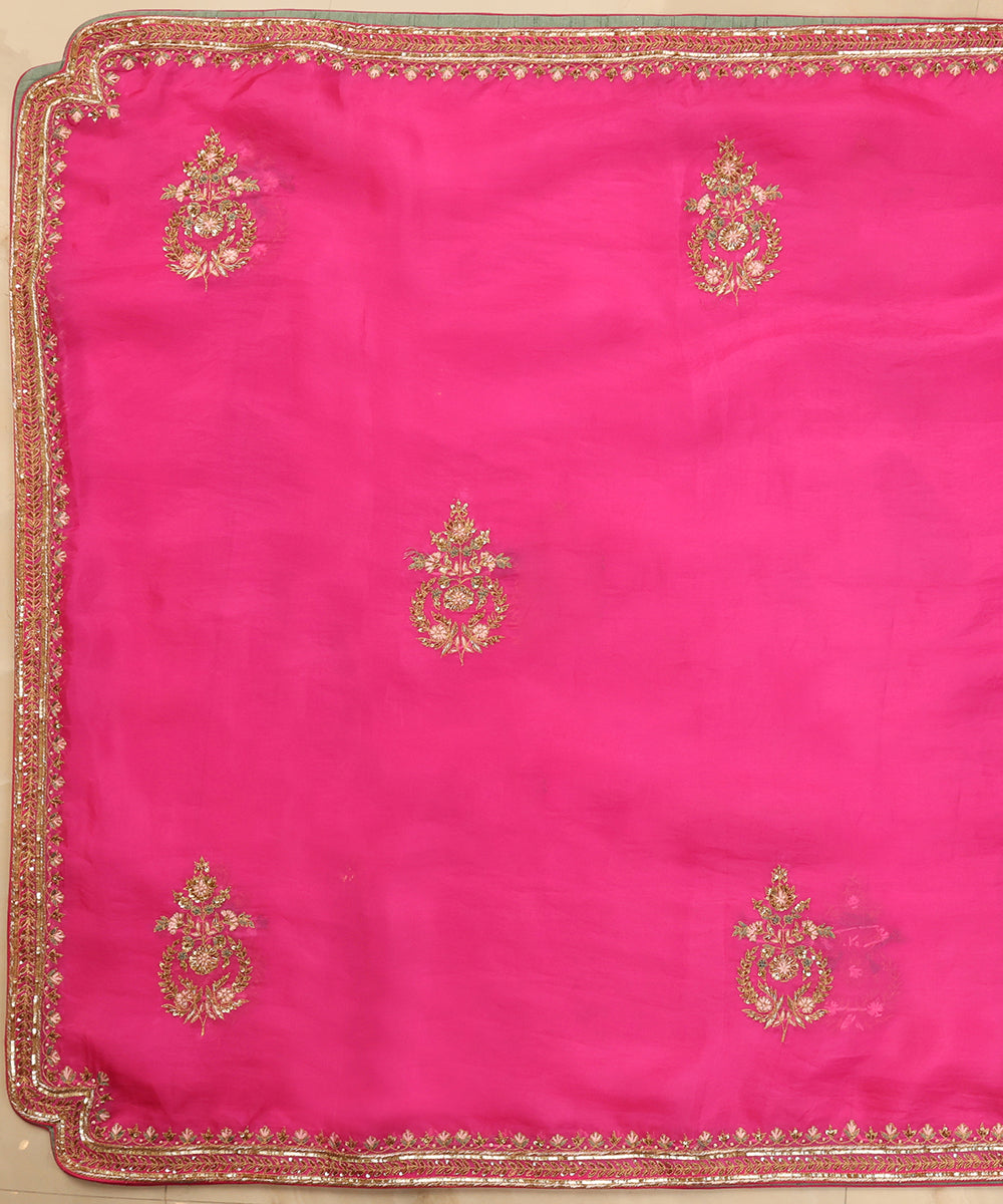 Hot_Pink_Handloom_Organza_Dupatta_With_Zardozi_Embroidery_WeaverStory_02