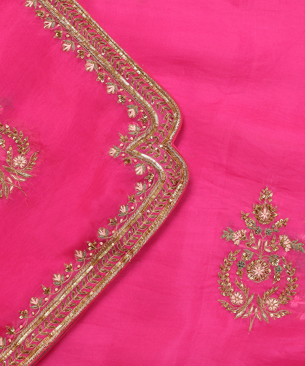 Hot_Pink_Handloom_Organza_Dupatta_With_Zardozi_Embroidery_WeaverStory_04