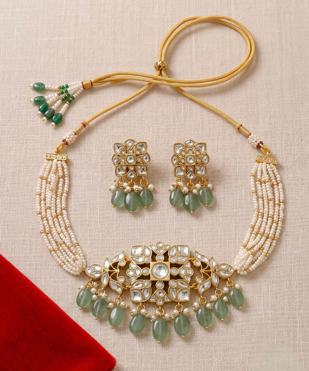 Aina Pearl Polki Choker Set