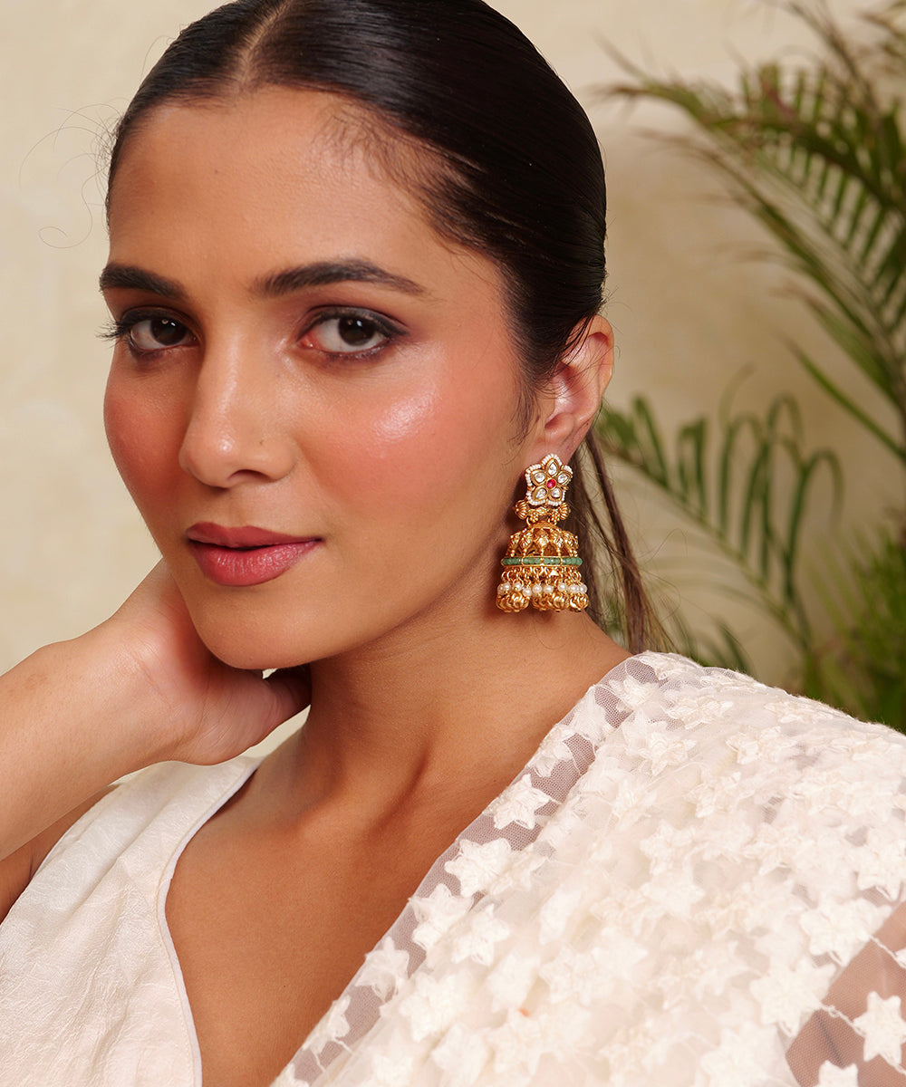 Ahalya Emerald Dome Jhumkas