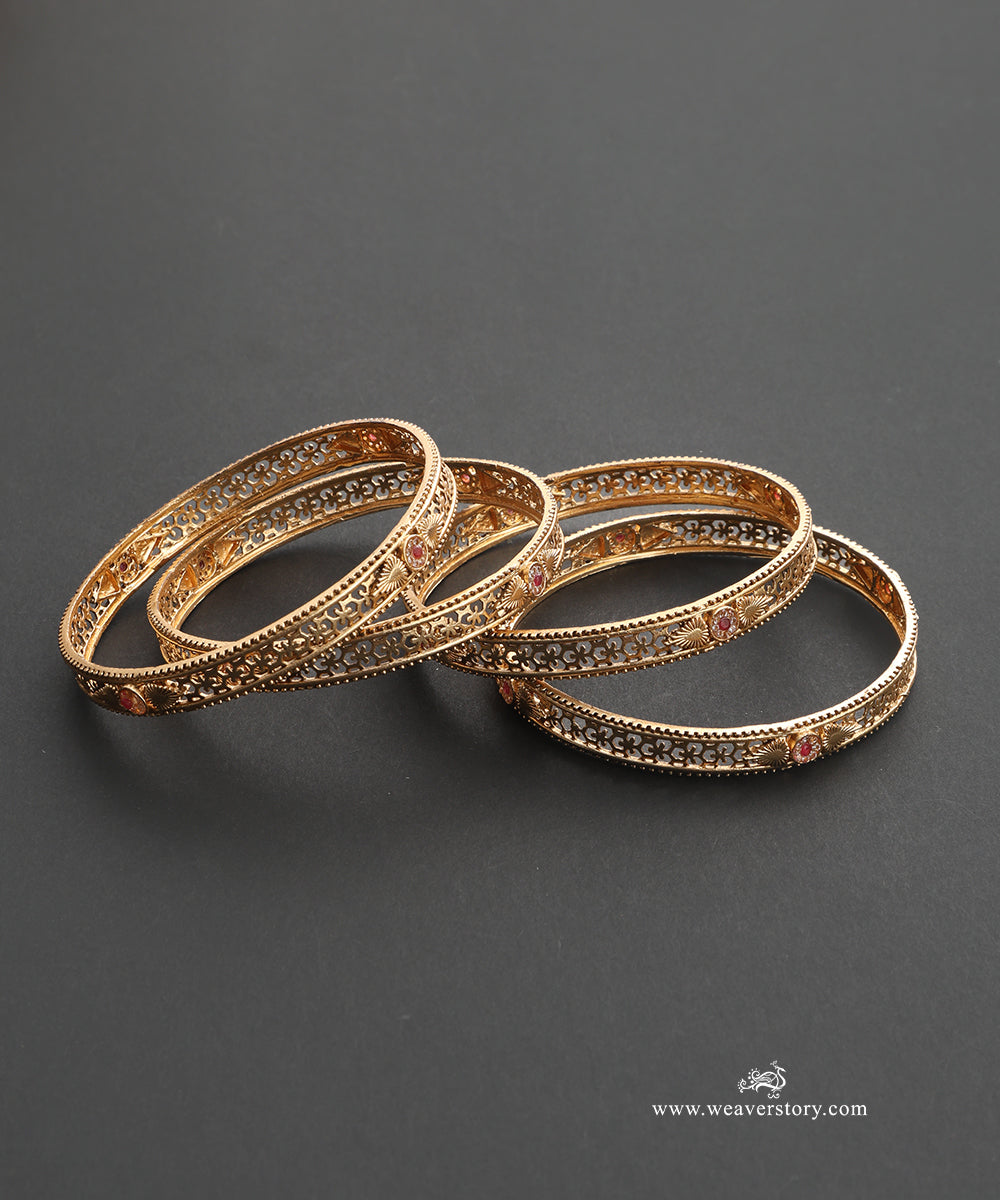 Asma Handcrafted Gold Plated Alloy Bangles Set Of 4