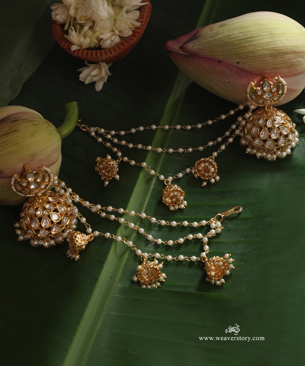 Myra_Handcrafted_Gold_Plated_Alloy_Earrings_With_Kaanchain_WeaverStory_01