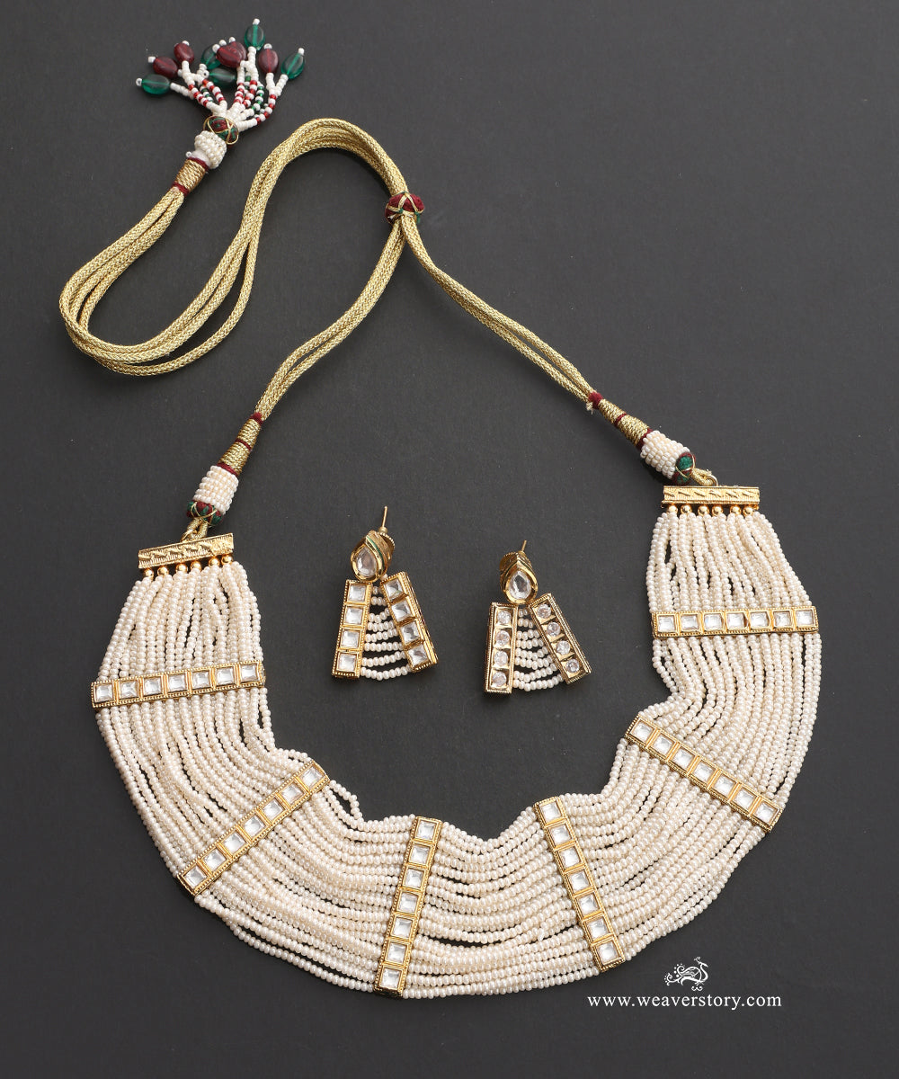Ariba_Handcrafted_Alloy_Multistrand_Moti_Necklace_Set_With_Gold_Plating_WeaverStory_02