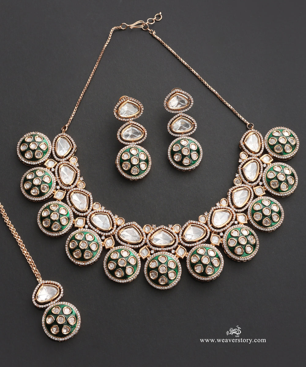 Rahma_Handcrafted_Alloy_Necklace_Set_With_Earrings_And_Teeka_With_Gold_Plating_WeaverStory_02