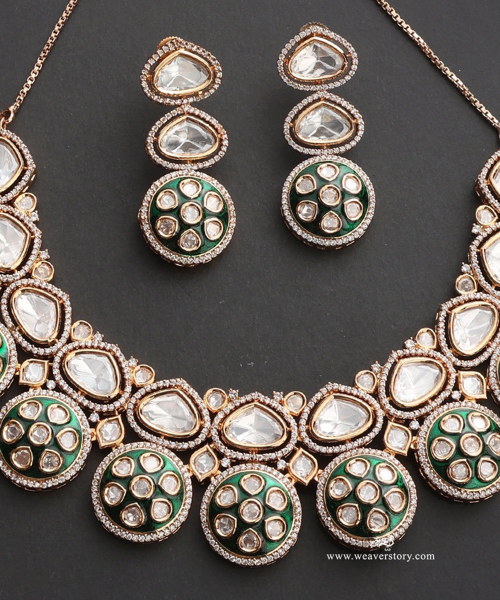 Rahma_Handcrafted_Alloy_Necklace_Set_With_Earrings_And_Teeka_With_Gold_Plating_WeaverStory_04