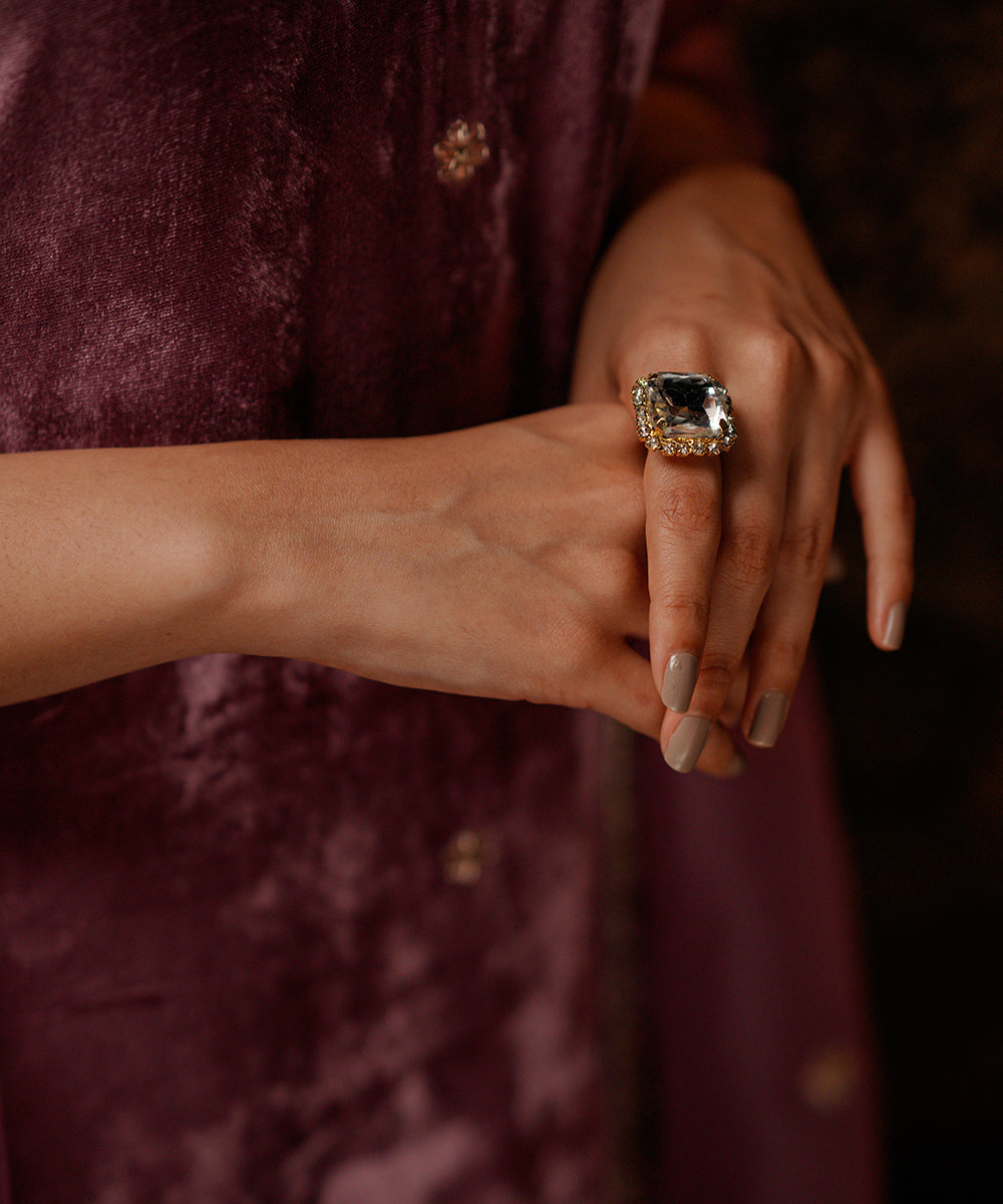 Ahaana Krishna In Hand Embroidered Plum Velvet Kurta Set Ready To Wear Silk Ensembles