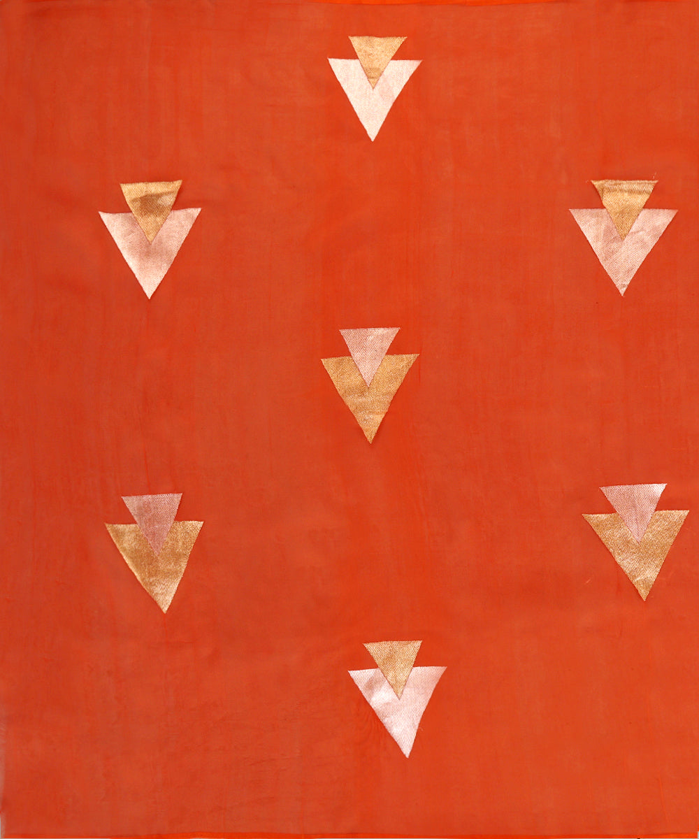 Orange_Handloom_Pure_Kora_Silk_Banarasi_Dupatta_With_Zari_Booti_WeaverStory_02