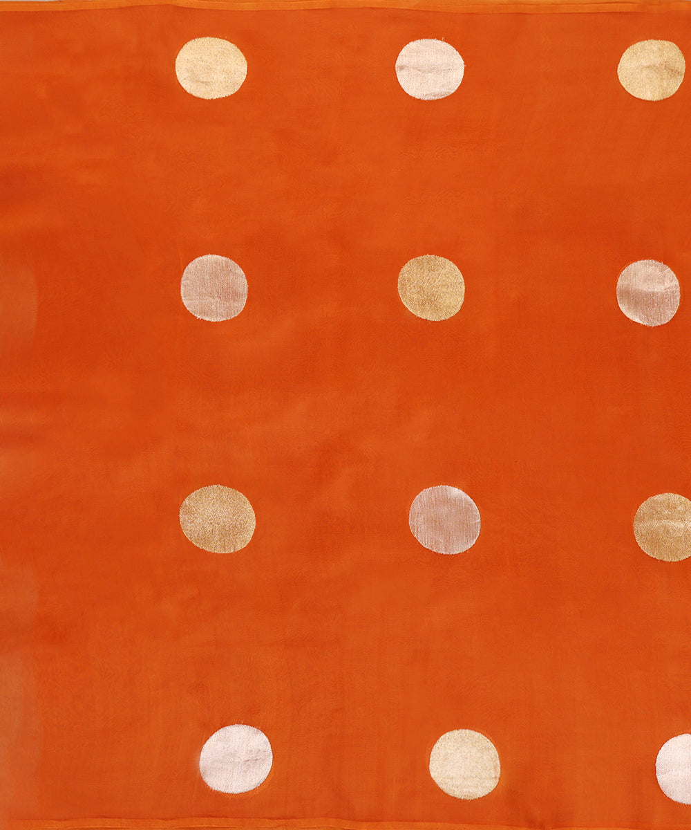 Orange_Handloom_Pure_Kora_Silk_Banarasi_Dupatta_With_Zari_Booti_WeaverStory_02