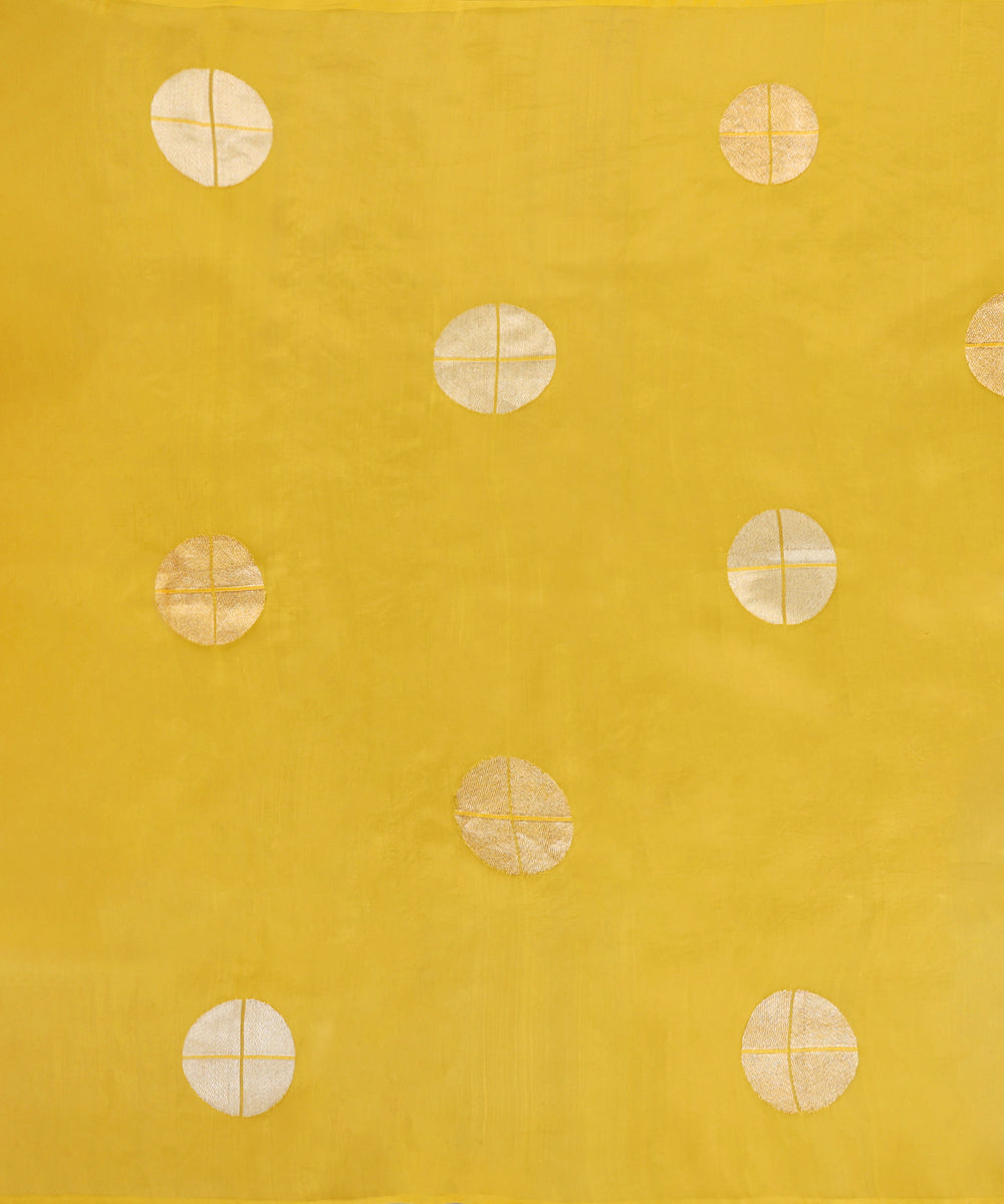 Mango_Yellow_Handloom_Pure_Kora_Silk_Banarasi_Dupatta_With_Zari_Booti_WeaverStory_02