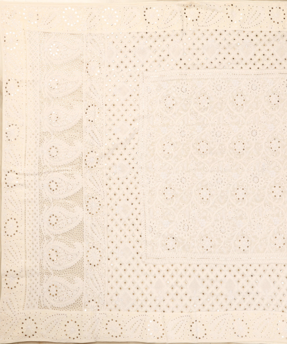Cream_Handloom_Heavy_Chikankari_Dupatta_With_Mukaish_WeaverStory_02