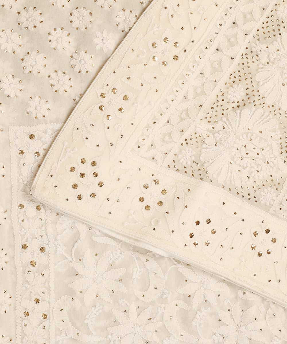 Cream_Handloom_Heavy_Floral_Motif_Chikankari_Dupatta_With_Mukaish_WeaverStory_04