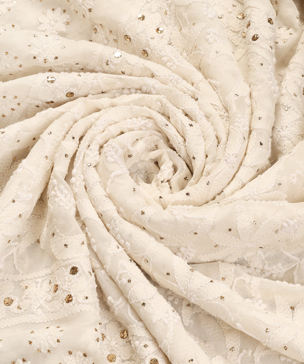 Cream_Handloom_Heavy_Floral_Motif_Chikankari_Dupatta_With_Mukaish_WeaverStory_05