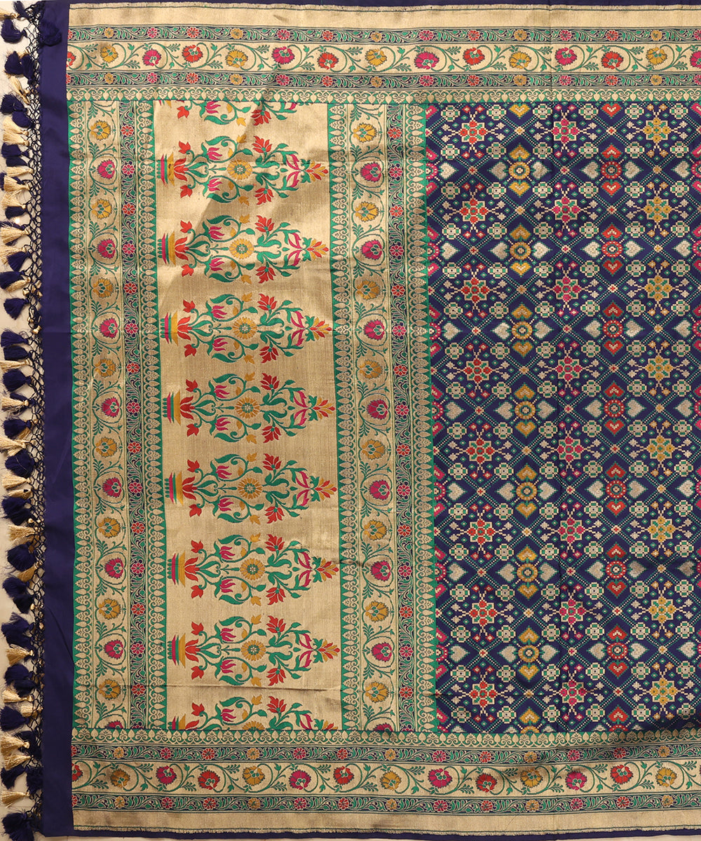 Navy_Blue_Handloom_Meenakari_Banarasi_Patola_Dupatta_With_Floral_Border_WeaverStory_02