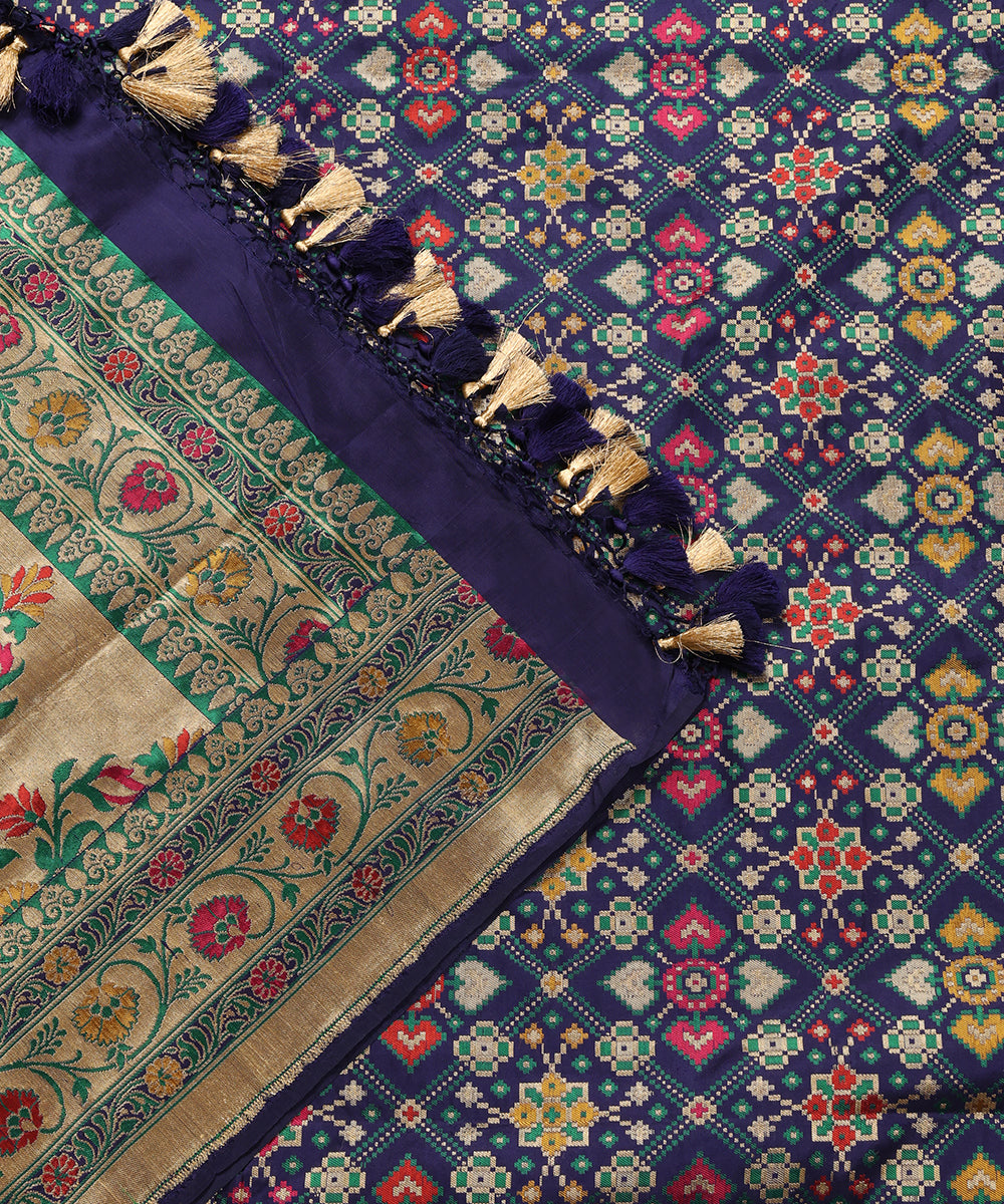 Navy_Blue_Handloom_Meenakari_Banarasi_Patola_Dupatta_With_Floral_Border_WeaverStory_04