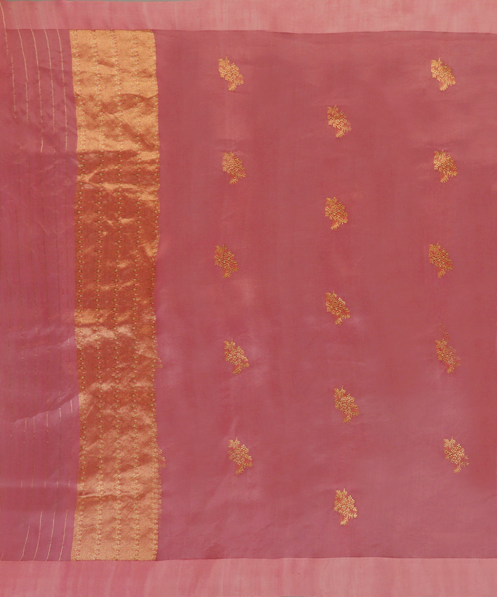 Pink_Handloom_Pure_Kora_Silk_Banarasi_Dupatta_With_Zari_Booti_WeaverStory_02