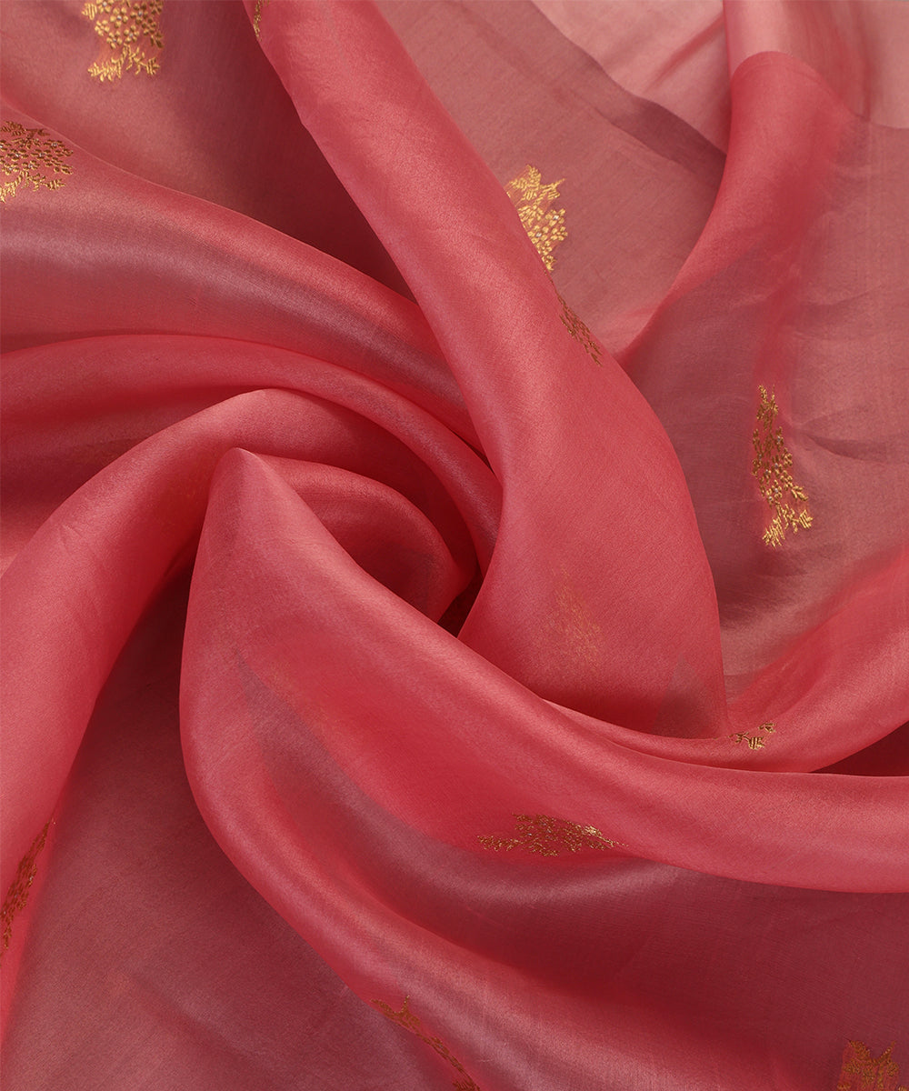 Pink_Handloom_Pure_Kora_Silk_Banarasi_Dupatta_With_Zari_Booti_WeaverStory_05