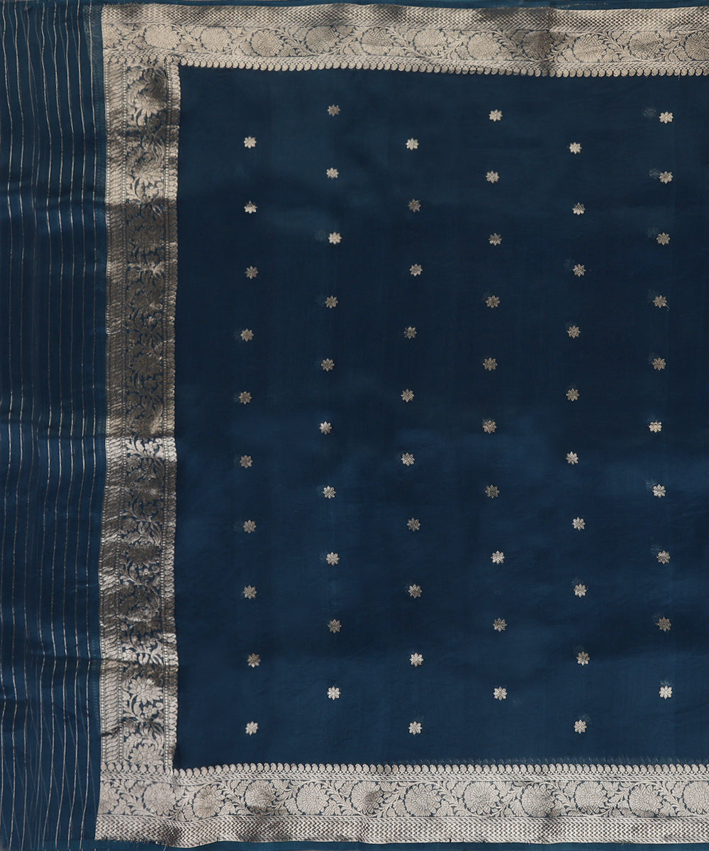 Teal_Green_Handloom_Pure_Kora_Silk_Banarasi_Dupatta_With_Zari_Booti_WeaverStory_02