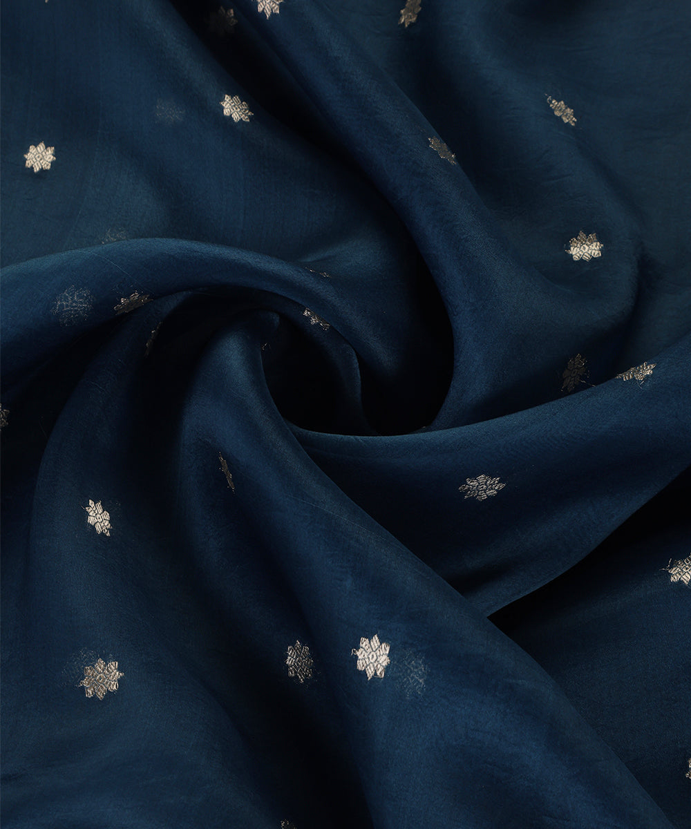 Teal_Green_Handloom_Pure_Kora_Silk_Banarasi_Dupatta_With_Zari_Booti_WeaverStory_05