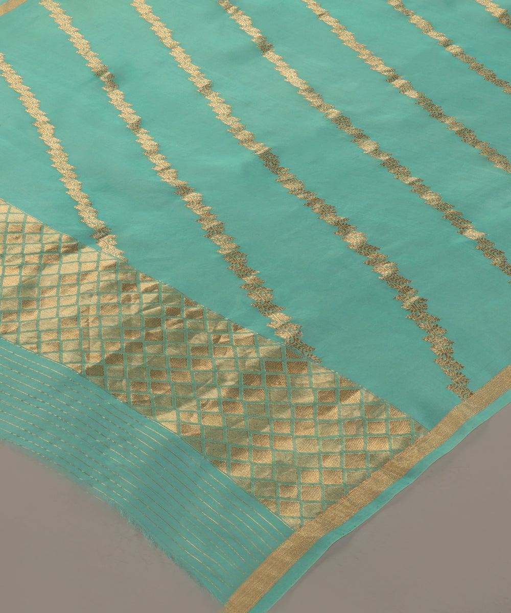 Aqua_Blue_Handloom_Pure_Kora_Silk_Banarasi_Dupatta_With_Aada_Zari_Jaal_WeaverStory_03