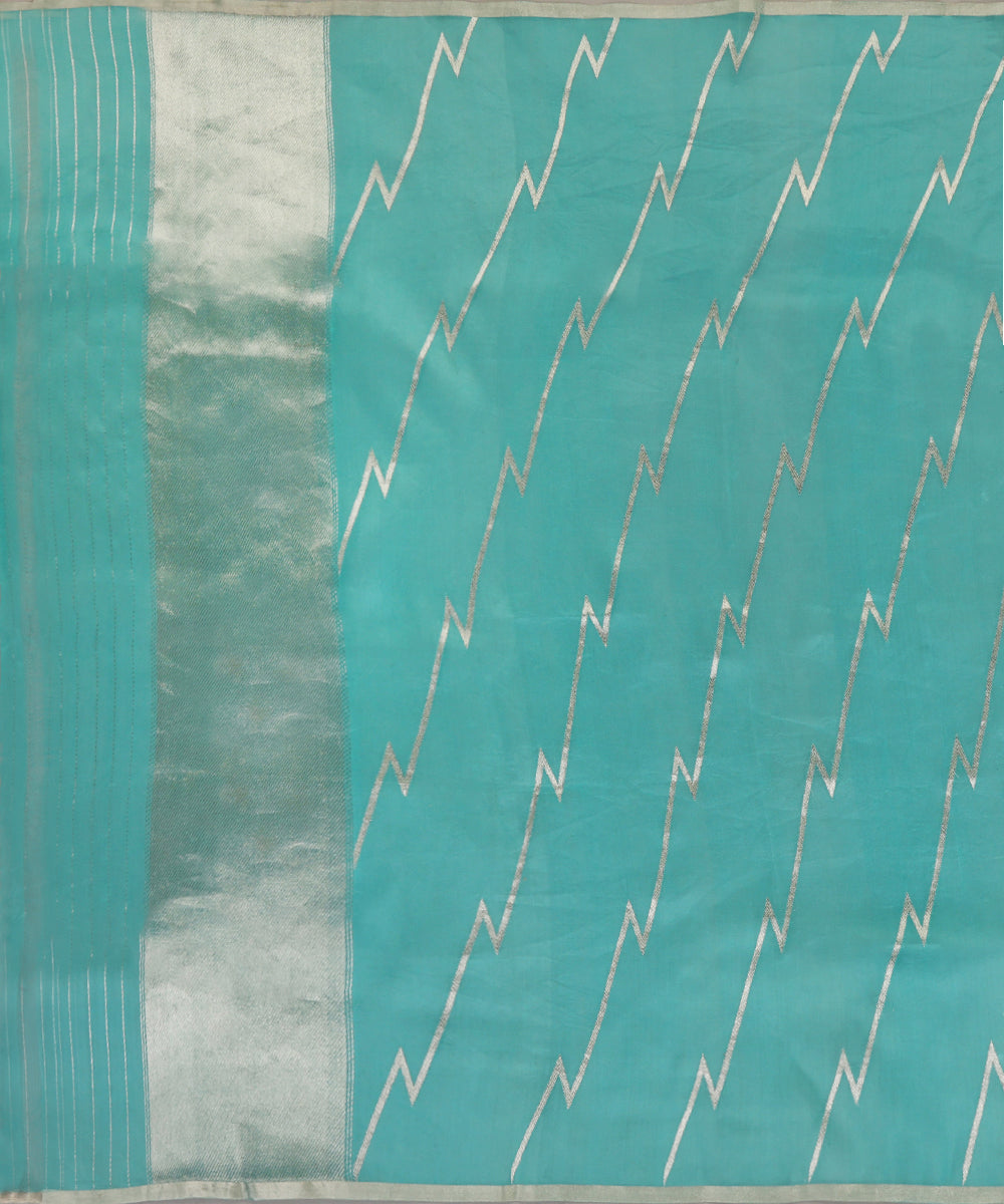 Handloom_Aqua_Blue_Pure_Kora_Silk_Banarasi_Dupatta_With_Aada_Zari_Jaal_WeaverStory_02