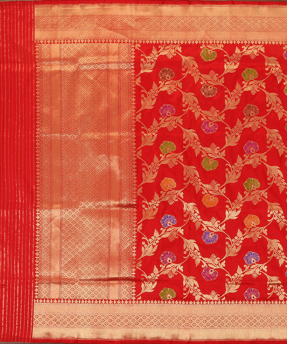 Red_Handloom_Pure_Katan_Silk_Banarasi_Dupatta_With_Meenakari_And_Jaal_WeaverStory_02