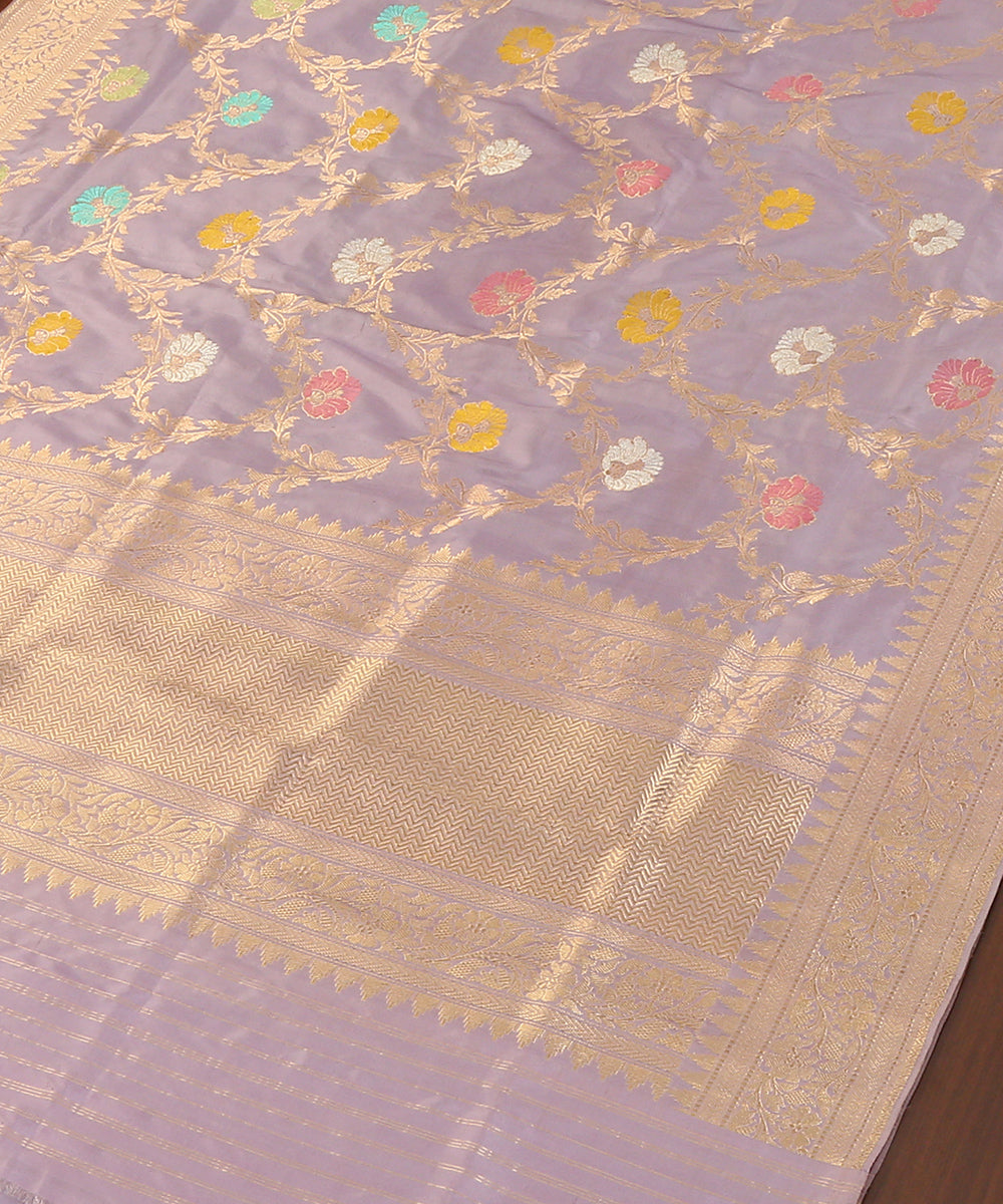 Lavender_Handloom_Pure_Katan_Silk_Banarasi_Dupatta_With_Meenakari_And_Jaal_WeaverStory_03