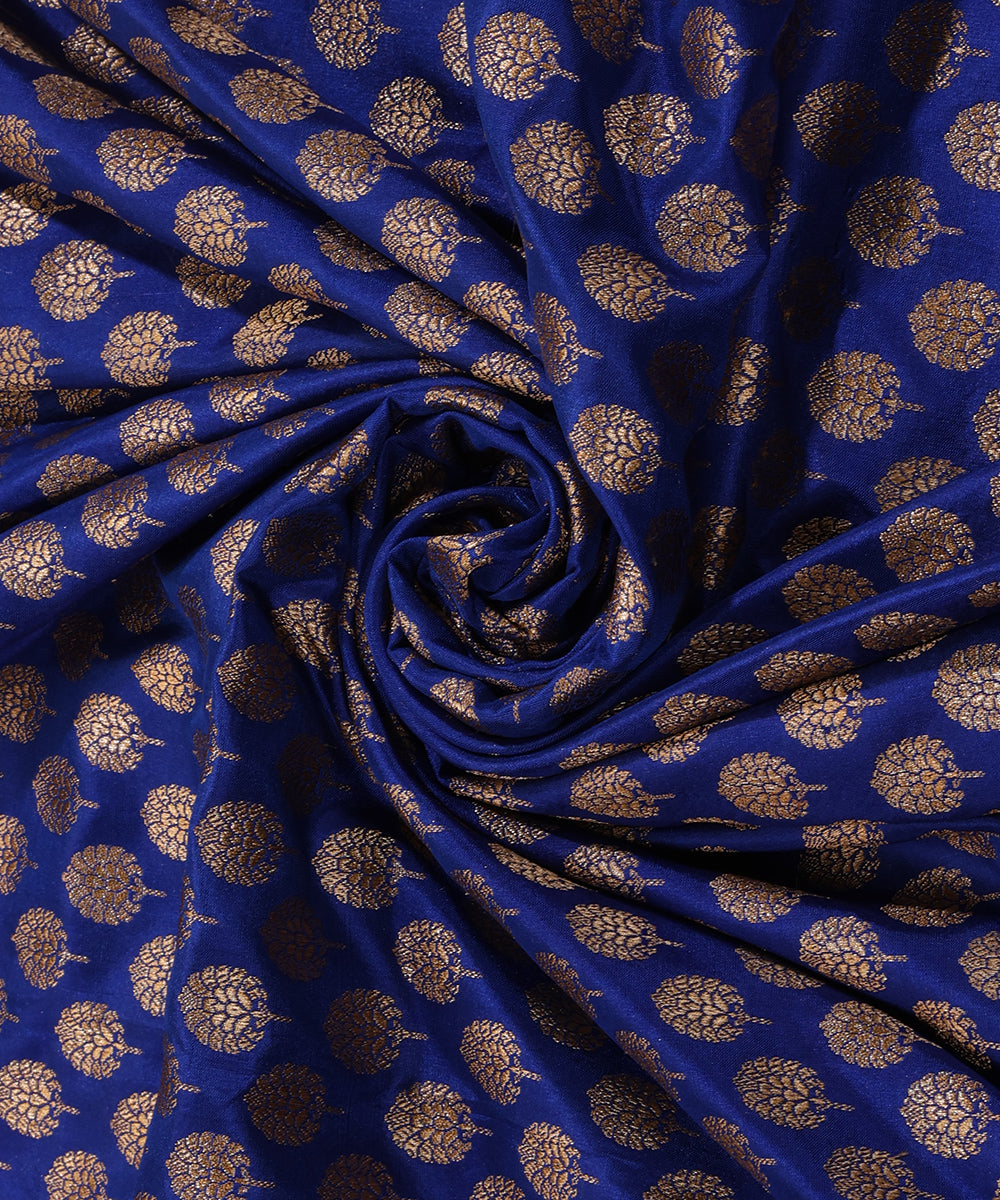 Blue_Handloom_Pure_Katan_Silk_Banarasi_Dupatta_With_Badla_Border_WeaverStory_05