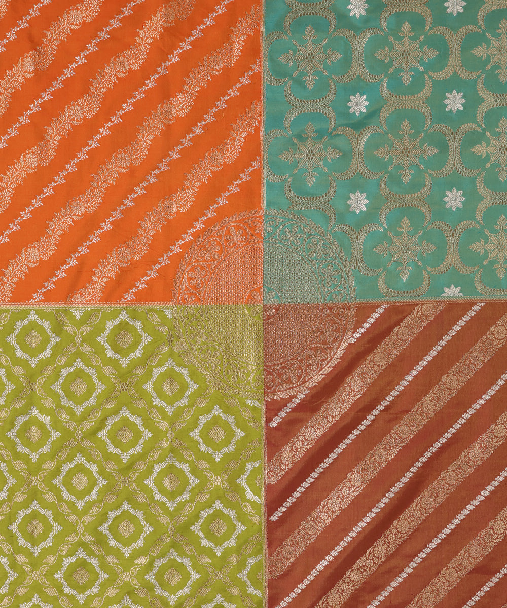 Green_And_Orange_Handloom_Pure_Katan_Silk_Rangkaat_Banarasi_Dupatta_With_Kadhwa_Weave_WeaverStory_03