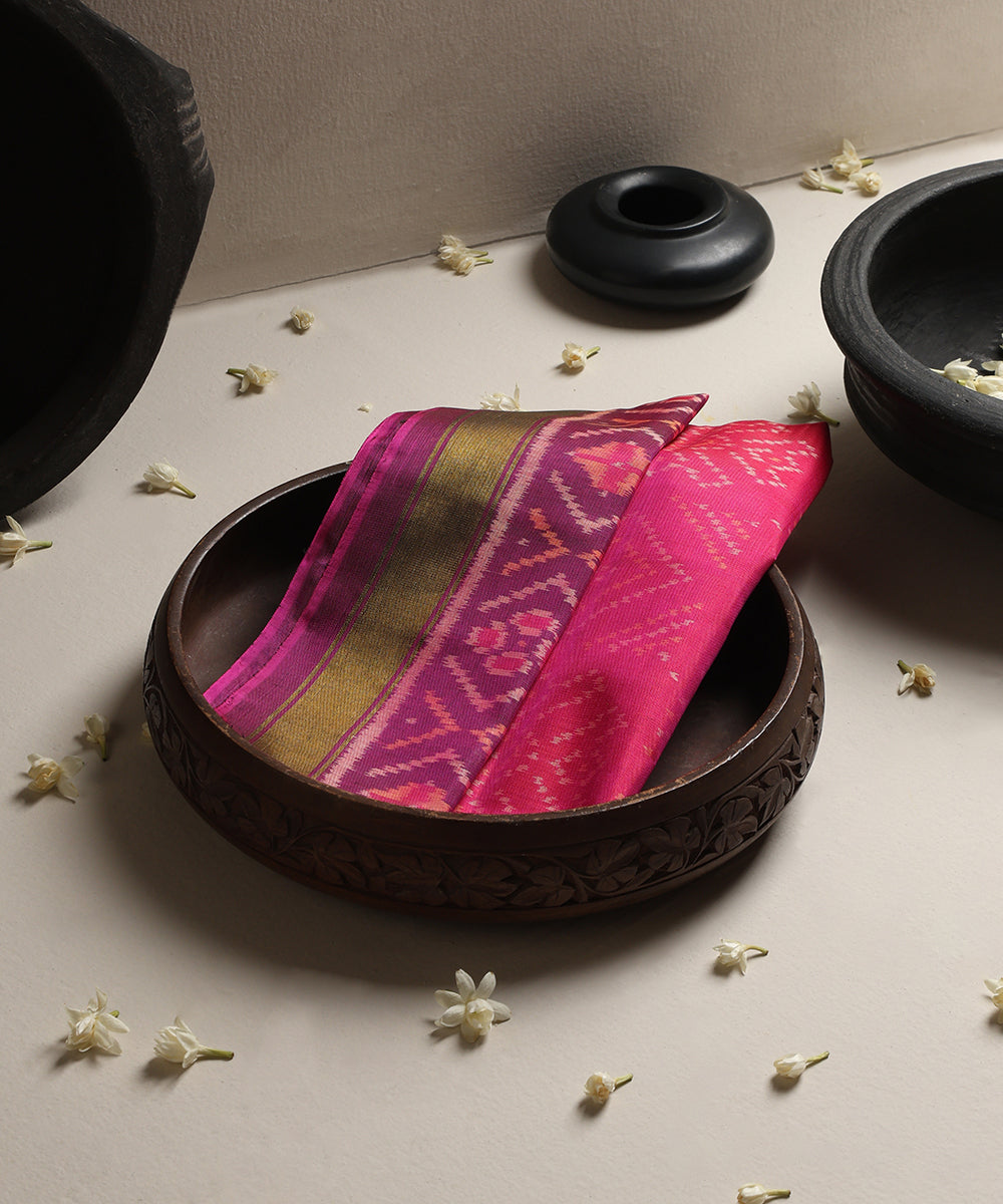 Handloom_Pink_Mulberry_Silk_Ikat_Patola_Dupatta_With_Purple_Border_Palla_WeaverStory_01