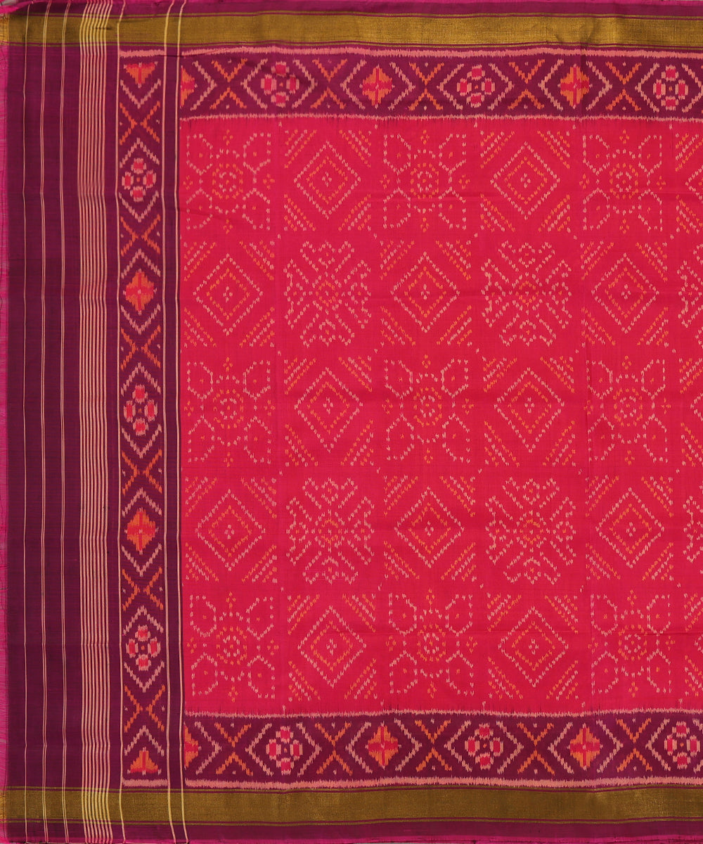 Handloom_Pink_Mulberry_Silk_Ikat_Patola_Dupatta_With_Purple_Border_Palla_WeaverStory_02