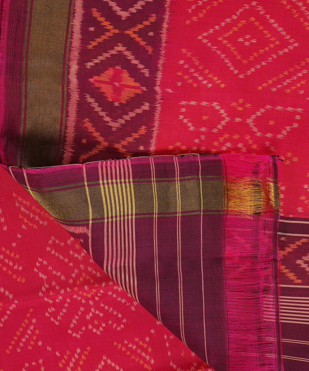 Handloom_Pink_Mulberry_Silk_Ikat_Patola_Dupatta_With_Purple_Border_Palla_WeaverStory_04