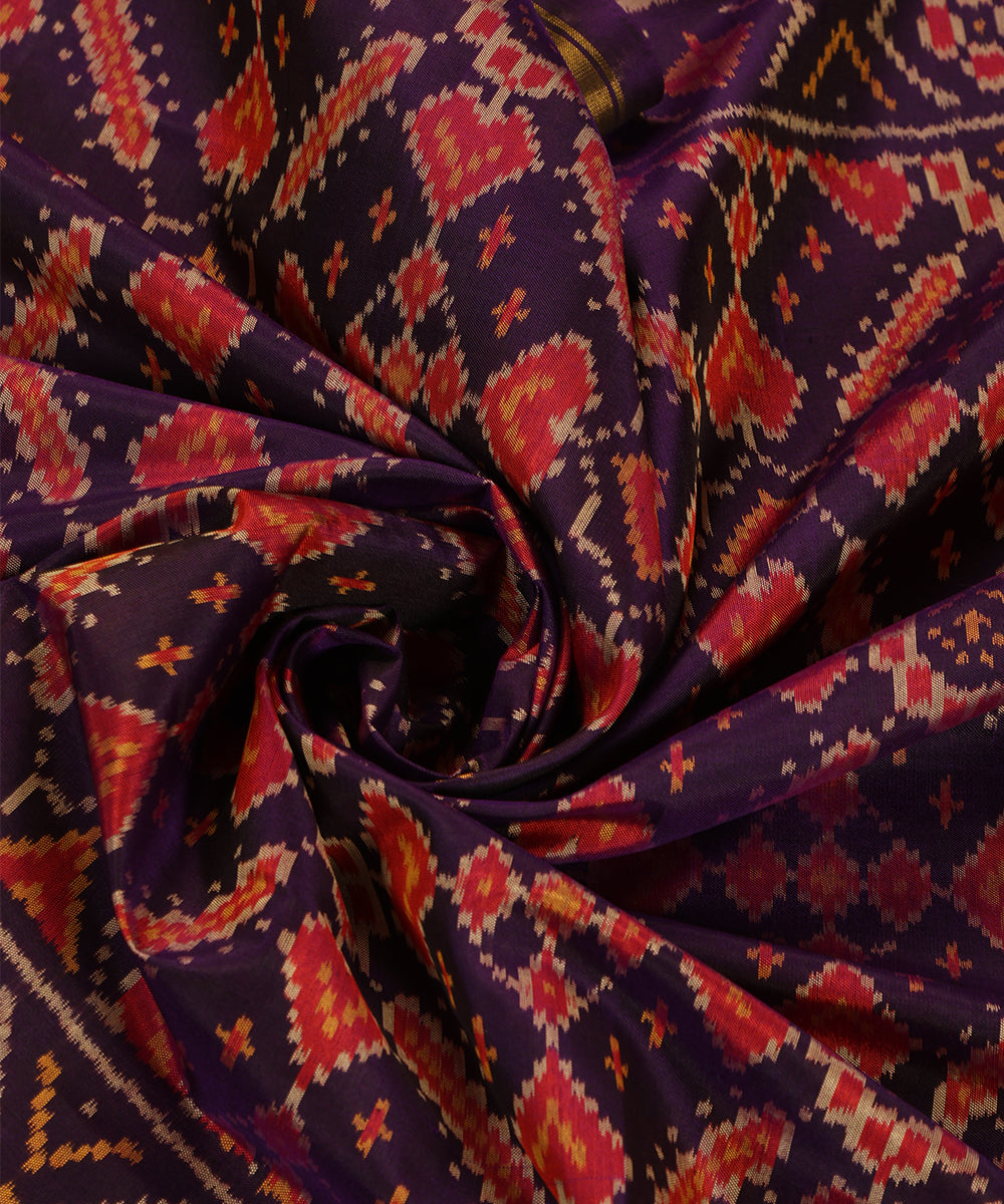 Handloom_Purple_Mulberry_Silk_Ikat_Patola_Dupatta_WeaverStory_05