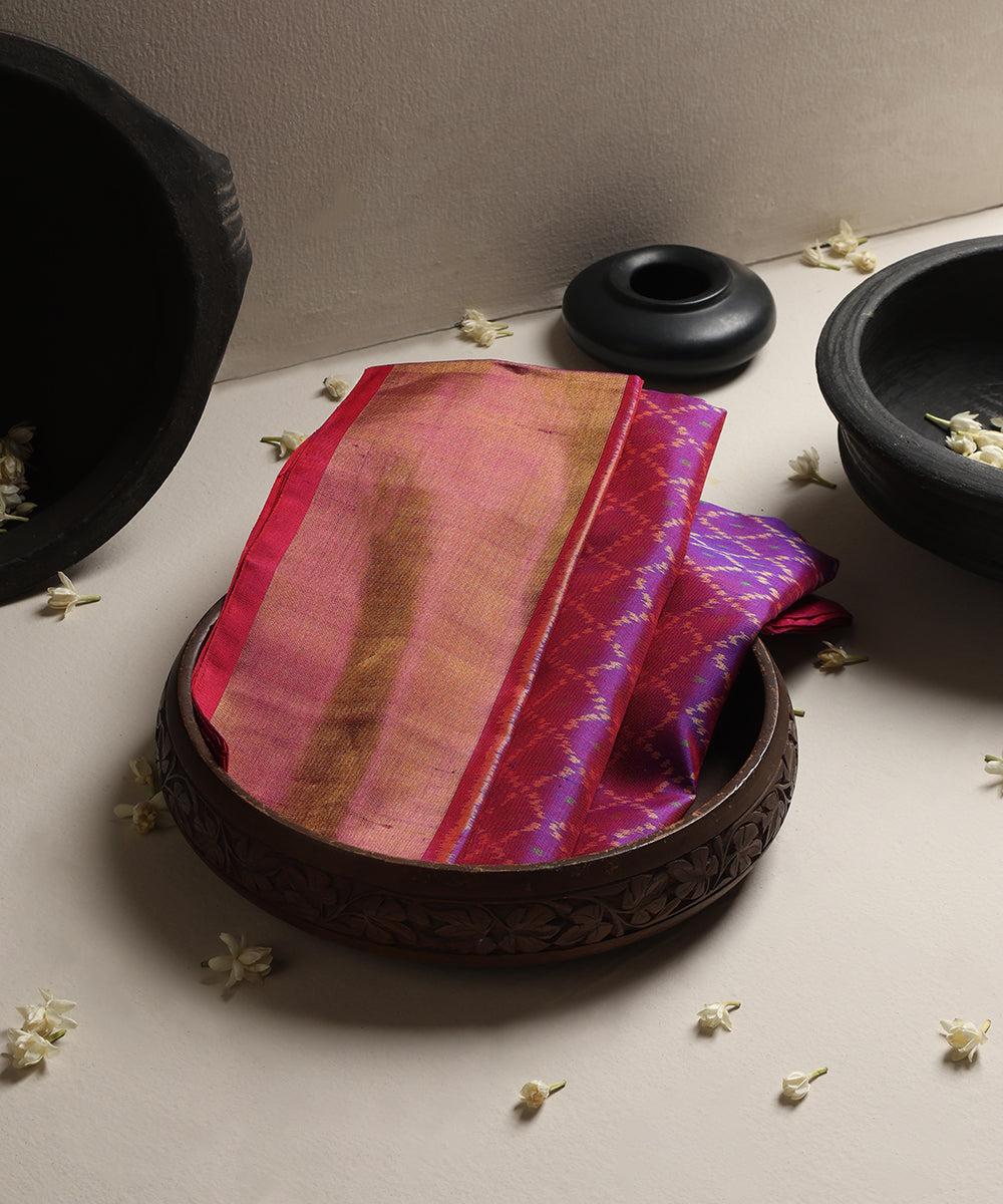 Handloom_Purple_Mulberry_Silk_Ikat_Patola_Dupatta_With_Tissue_Border_WeaverStory_01